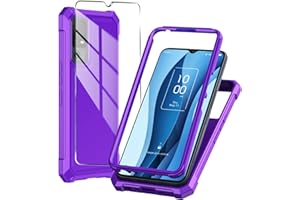 Mocotto for TCL 40 XE/X 5G Phone Case with Tempered Glass Screen Protector,Slim Soft Silicone Full-Body Protective Case for TCL 40 XE (Purple, Silicone Series)