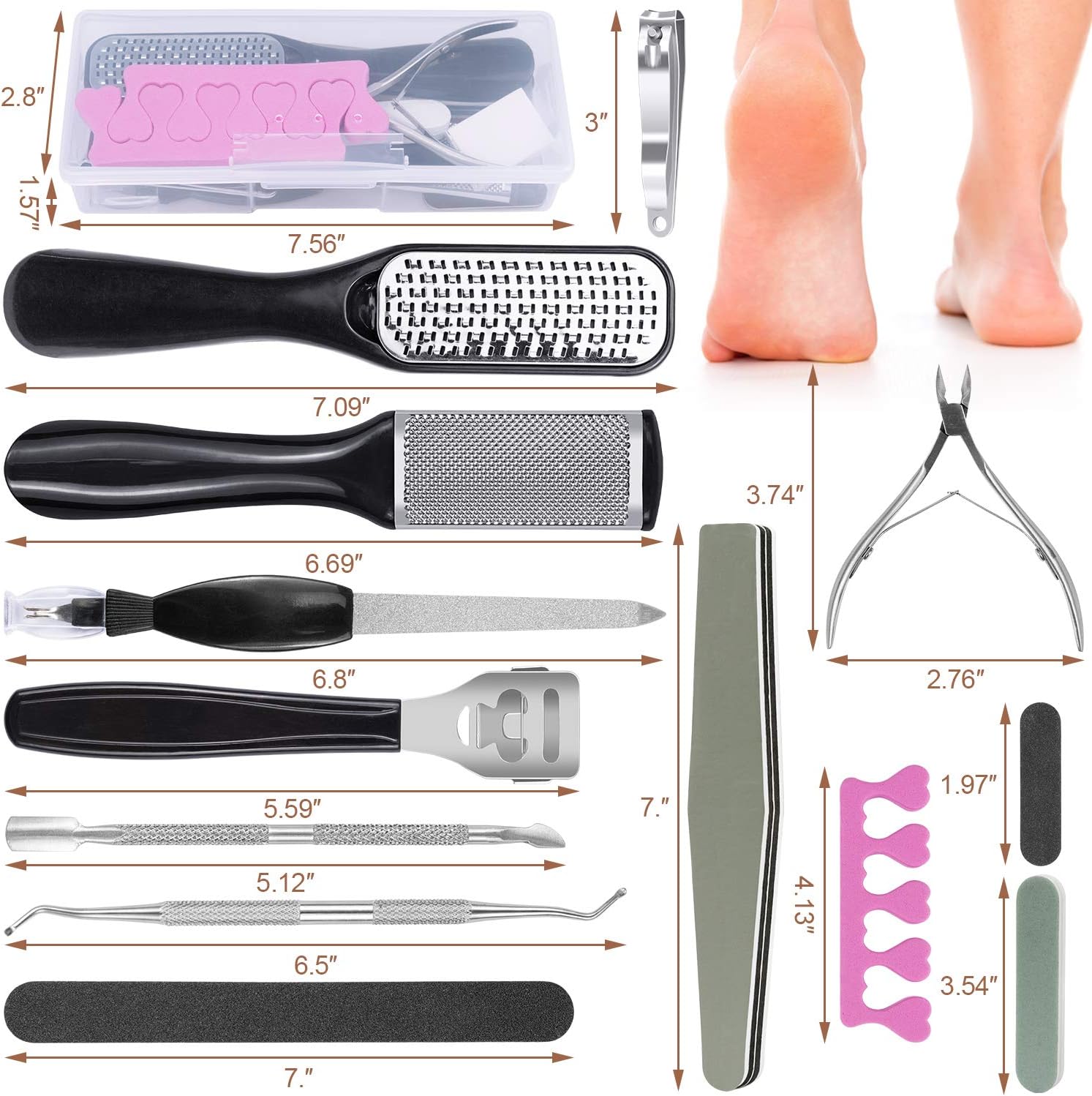 EAONE 20 in 1 Professional Pedicure Tools Set, Foot Care Pedicure Kit Stainless Steel Foot Rasp Foot Dead Skin Remover Pedicure Kit for Men Women Mother’S Day Gift: Health & Personal Care