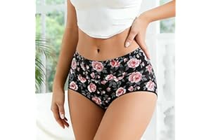 Womens Underwear High Waisted Floral Print Cotton Underwear for Women Tummy Control Ladies Panties Full Coverage Soft Briefs