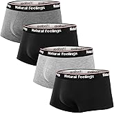 Natural Feelings Mens Underwear Boxer Briefs Pouch Trunks Underwear for Men 1.5" No Fly Boxer Trunks 4-Pack