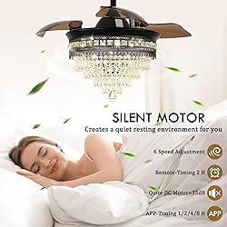 Luxury K9 Crystal Chandelier Fan | Smart Dimmable