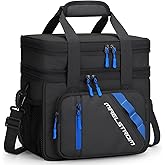 Maelstrom Lunch Box, 20L Insulated Lunch Bag for Men Women, Expandable Double Deck Leakproof Cooler Bag with 6 Pockets, Reusable Lunch Tote Bag for Work, Picnic, Travel, Black