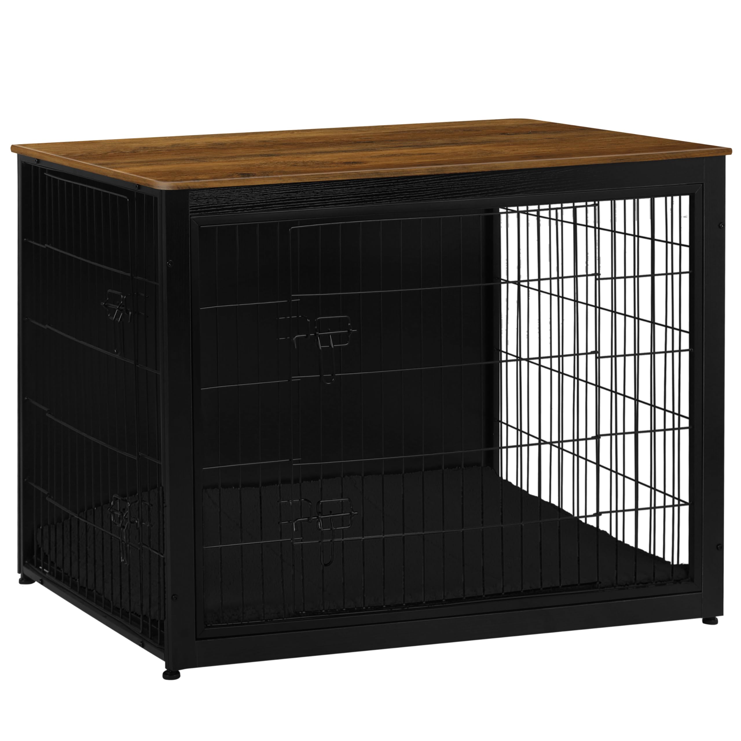 Photo 1 of ***FINAL SALE, VIEW NOTES*** *MINOR DAMAGE & Untested*
DWANTON Dog Crate Furniture with Cushion, Wooden Kennel Table with Double Doors, Indoor Dog House, Extra Large Size, 43.3" L, Black+Warm Brown