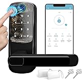 Smart Door Handle Lock with Keypad：Sifely Fingerprint Lock - Keyless Entry Door Lock for Front Door - Digital WiFi Door Lock 
