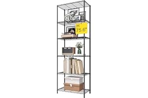HOMEFORT 6-Tier Wire Shelving, 6 Shelves Unit Metal Storage Rack, Durable Organizer, Perfect for Pantry Closet Kitchen Laundry Organization (Black)
