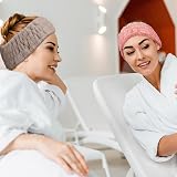 Chuangdi 3 Pieces Spa Headband Women Facial Makeup Hairband Pink Gray Brown view 5