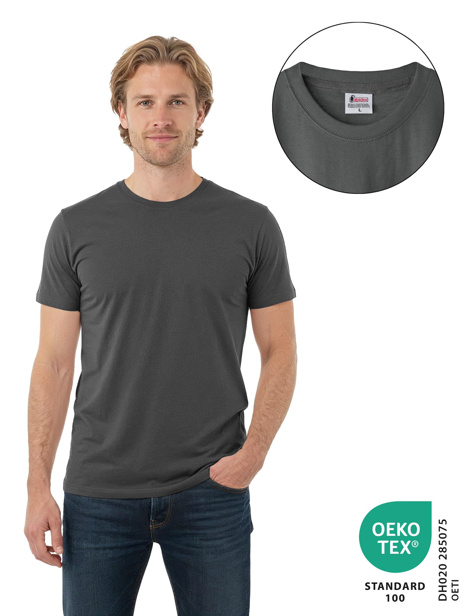 ALPIDEX Herren T-Shirts 5er Set Basic Rundhals 100% Baumwolle Earth M 3