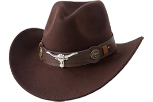 Jastore Kids Western Hats Boys Girls Cowboy Felt Hat Jazz Fedora Cowgirl Hats with Belt Buckle