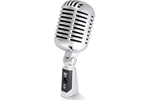 Pyle Classic Retro Dynamic Vocal Microphone - Old Vintage Style Unidirectional Cardioid Mic with XLR Cable - Universal Stand Compatible - Live Performance In Studio Recording - PDMICR42SL (Silver)