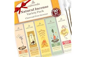 CALMVEDA Natural Incense Sticks Variety Pack - (5 Variants) Charcoal Free Inscents-Sticks, Made from Upcycled Flowers | Sacred Insence-Sticks from All Cultures (Inciensos Aromaticos)