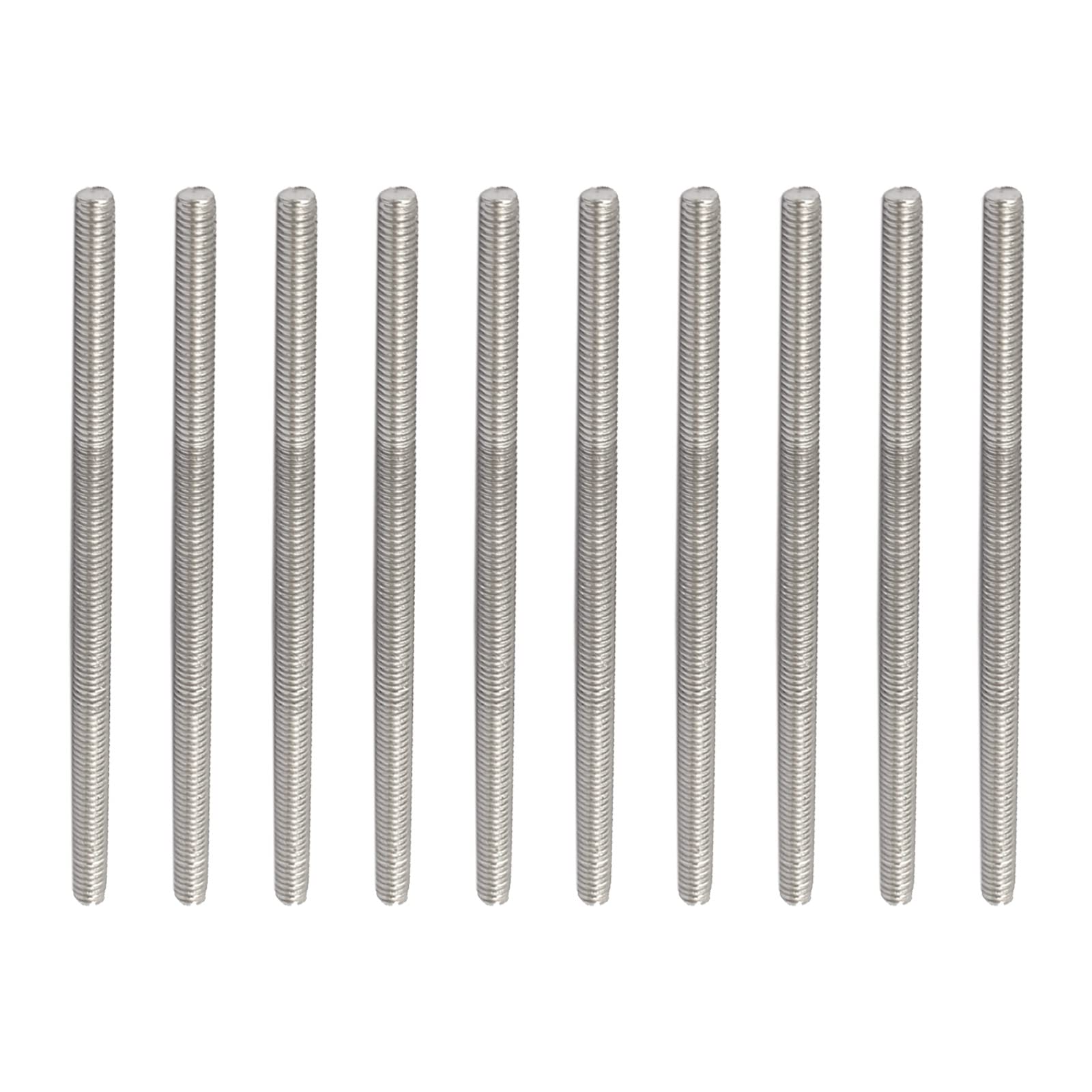 Rebower Fully Threaded Rod 304 Stainless Steel Rod Bar Studs, [for Hanger and U-Bolts] - M4 x 90mm Male Threaded /Silver/10Pack