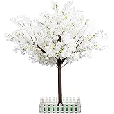 Artificial Cherry Blossom Tree - Handmade White Fake Cherry Blossom Tree Centerpieces for Wedding Party Christmas Garden Indoor & Outdoor