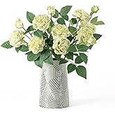 mizii 4Pcs Green Artificial Roses Flowers Fake Silk Rose Flower with Leaves Stems Realistic Faux Floral Arrangement Decorations for Wedding Table Centerpieces Vase Home Decor (Green)