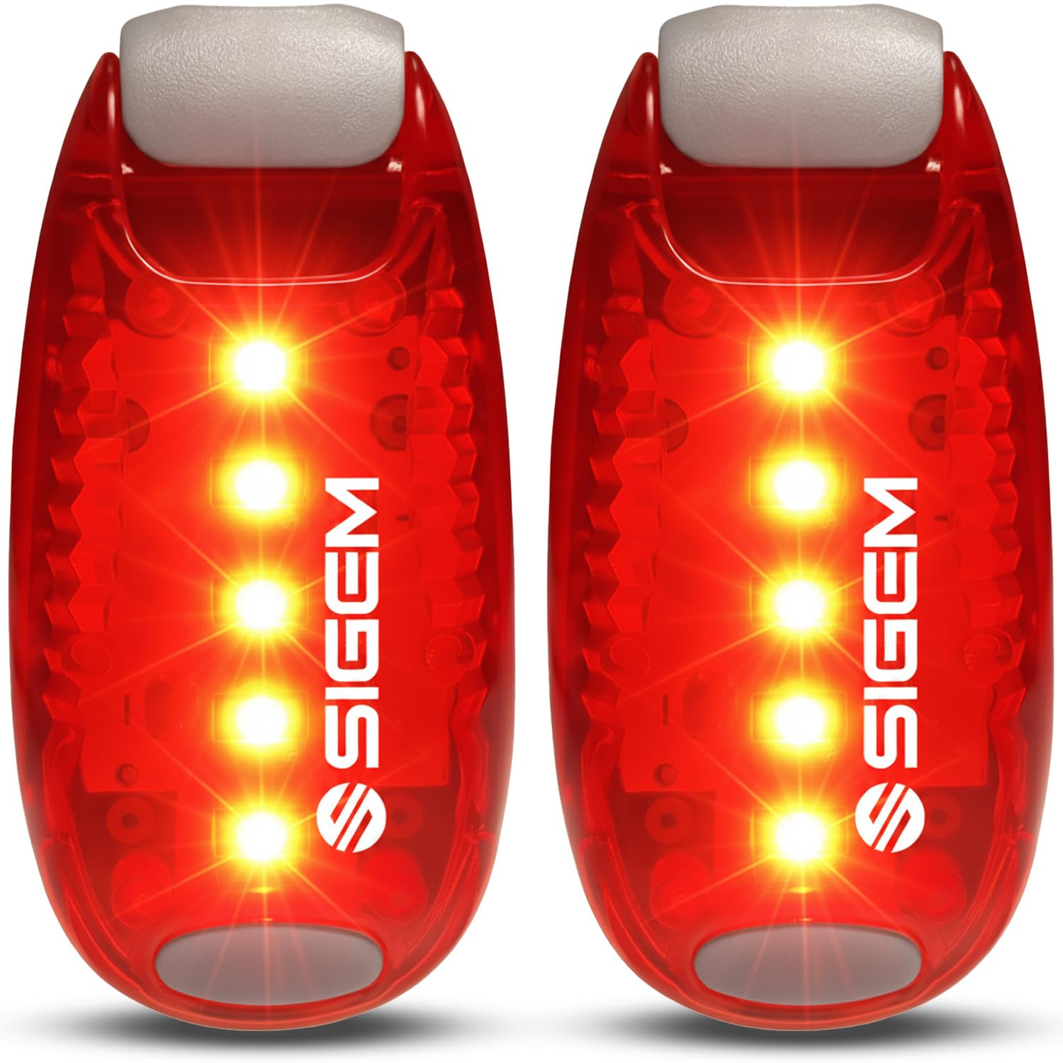 SIGEM LED Safety Lights (2 Pack) + Extra Bonus Items, Clip on Flashing Strobe Light, High Visibility for Running Jogging Walking Cycling for Kids Dogs Bicycle Helmet Bike Tail light