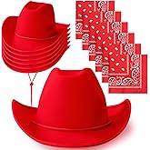6 Sets Adult Cowboy Hat for Women and Men Western Cowgirl Hats with Adjustable Drawstring and Cowboy Party Paisley Bandana