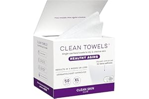 Clean Skin Club Healthy Aging Clean Towels® XL, Smooths Fine Lines Wrinkles & Texture in 6 weeks, Treated for Extra Softness, Disposable Face Towels, Anti Aging Makeup Remover Dry Wipe, 50 count