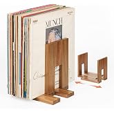 Adjustable Vinyl Record Holder to Keep Records Upright, Holds 20&ndash;60 LPs | Solid Acacia Wood, Anti-slip, Easy to store, Modern Decorative Display for Player, Shelf &amp; Home Decor