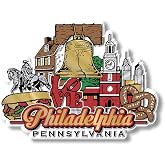 Philadelphia City Magnet by Classic Magnets, 3D Rubber Vintage-Style Collectible Souvenirs and Gifts Made in the USA, 3.9" x 2.9"