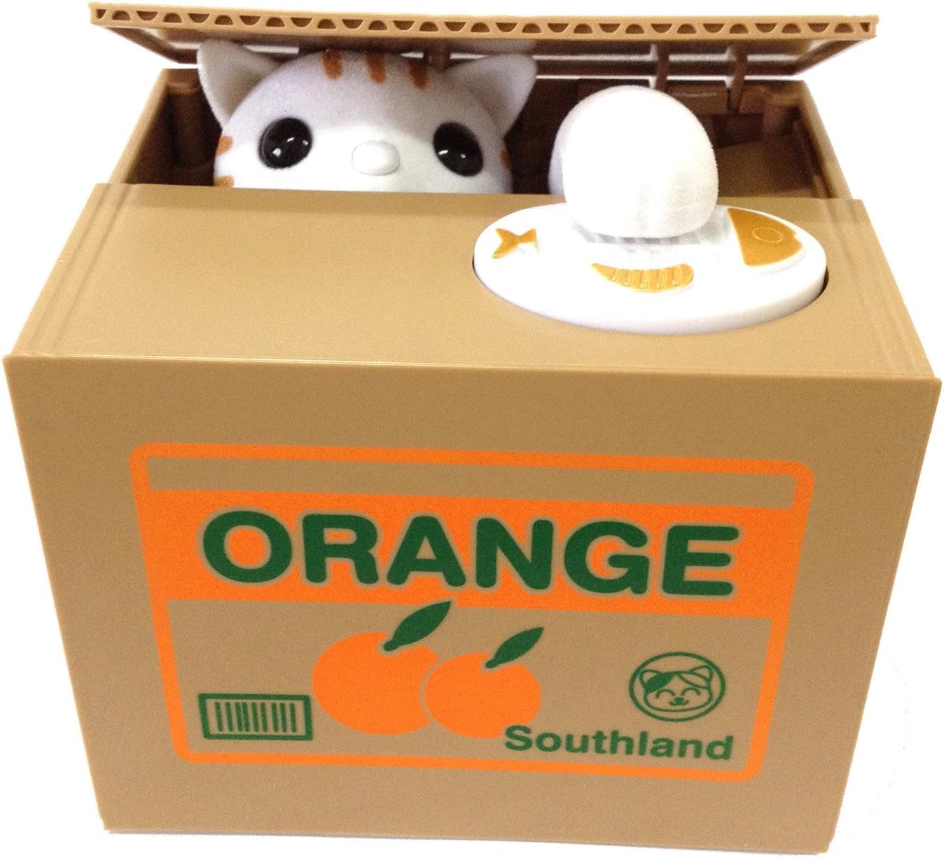 【UNTIL YOU】Cute Stealing Coins Cents Penny Cat Money Box Saving Money Collecting Money Piggy Bank for Kids Kids (Cute Orange Cat)