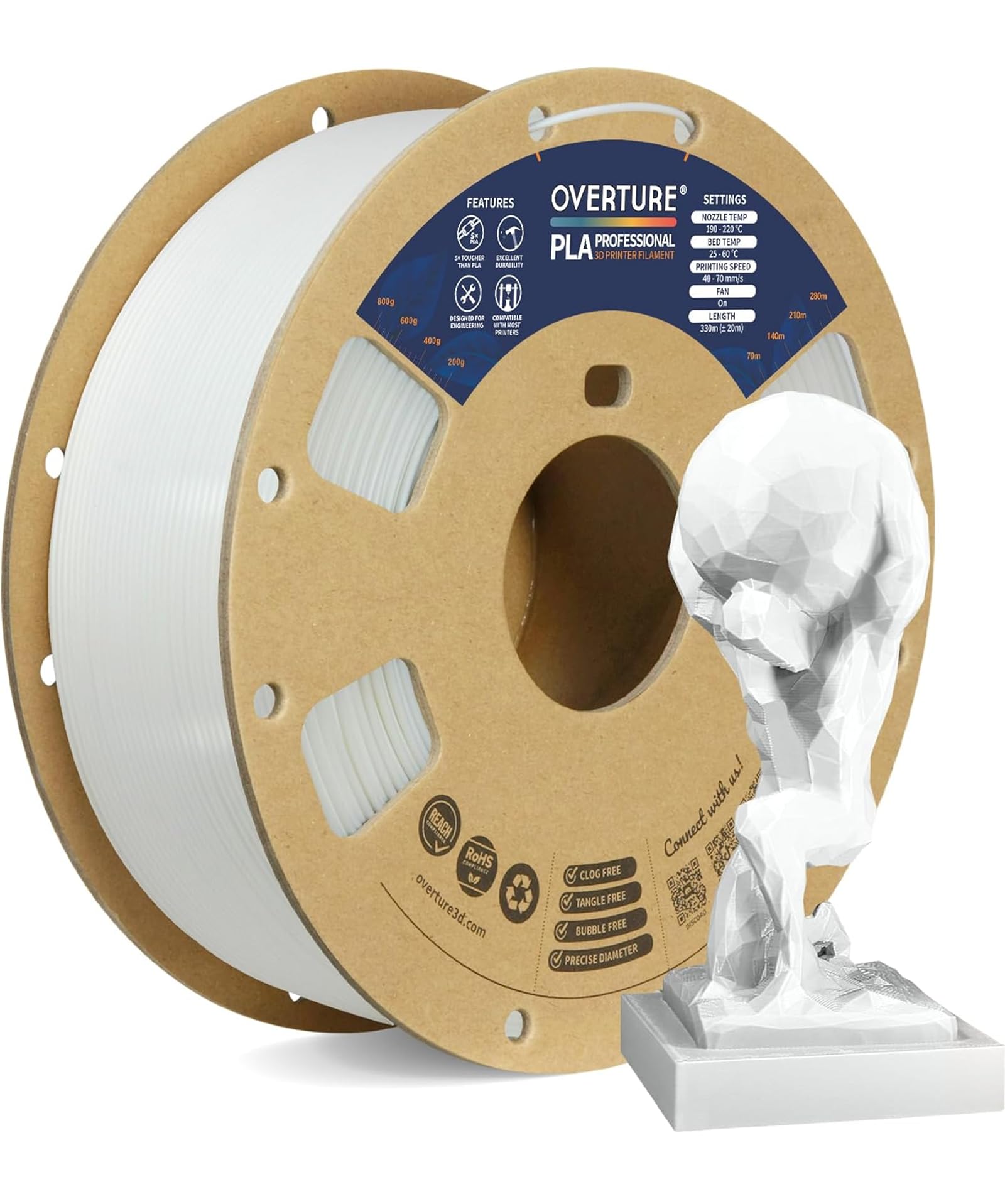 OVERTURE PLA Plus (PLA+) Filament 1.75mm, Stronger