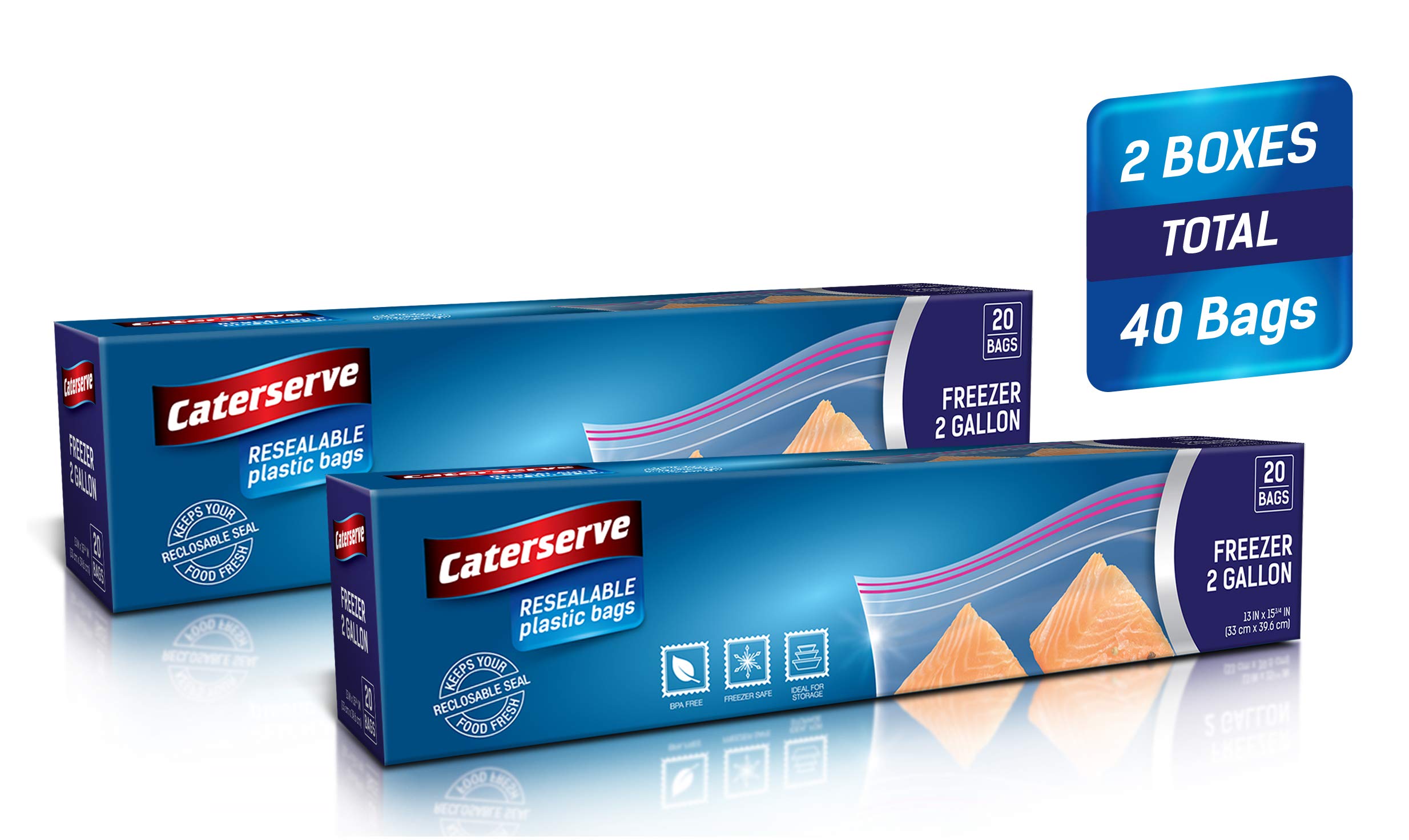 Large Freezer Bags – Ziplock Storage Bags – 40 pcs Resealable Bags for Soup, Fruit, Veggies, Snacks – Reusable Airtight Leakproof Seal – Made of Non-BPA Plastic – 2-Gallon Capacity