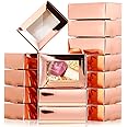 Zonon 30 Pcs Soap Boxes for Homemade Soap Packaging, Mini Kraft Treat Boxes with Window for Bakery Candy Soap Making Gift Packaging(3.5 x 2.4 x 1.2 Inch,Rose Gold)