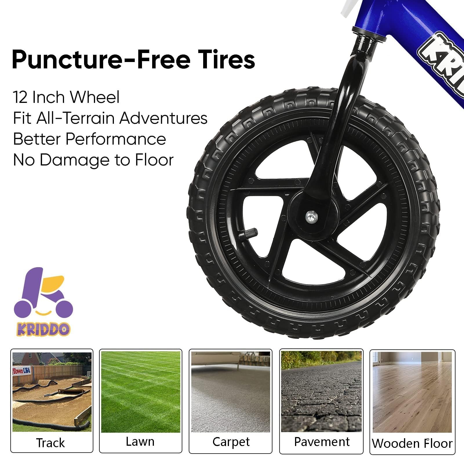 KRIDDO Balance Bike 2 Year Old, Toddler Toys for 2-3 Year Old Boys & Girls, 12 Inch Toddler Bike with Custom Name Plate & 3 Sticker Sets, Gift for Early Riders, Blue