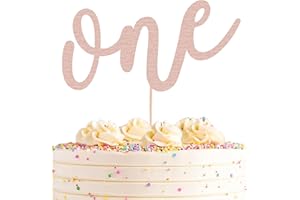 AHAORAY First Birthday Cake Topper - Rose Gold Glitter One Cake Decorating Supplies for Girls and Boys, Perfect for Baby Shower/Gender Revealing Party/Baby Party Photo Booth Props