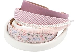 7pcs Fashion Headbands for Women Girls, Floral Women Headbands Padded Wide Headbands for Women, Pearl Headband Non Slip Head 