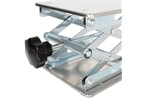 Ziqi 6inch x 6inch Lab Jack Scissor Stand Platform 150 x 150mm Stainless Steel Lab Jack Stand Table Lift, Expandable Lift Height - 20lb Load Capacity