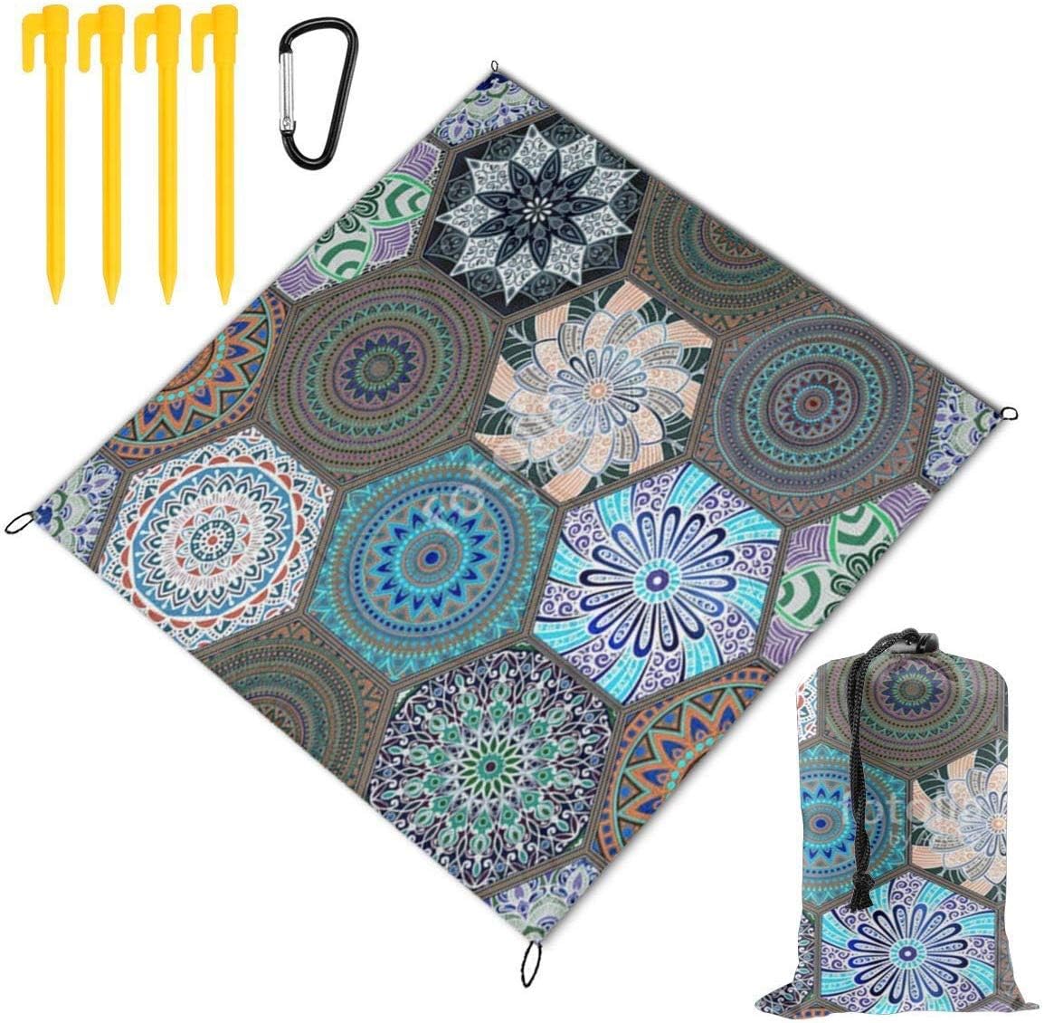 Bohemian Style Oriental Waterproof Family Picnic Mat Beach Blanket for