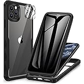 CENHUFO Privacy for iPhone 11 Pro Case, Full Body Phone Case with Built-in 9H Tempered Glass Privacy Screen Protector and Camera Lens Protector, Anti Peep Spy Shockproof Bumper Clear Cover - Black