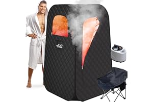 ouluu Portable Steam Sauna Box, Portable Sauna for Home with 2.6L Steamer, Personal Sauna with Big Sauna Chair, Remote Control, 2.8’ x 2.8’ x 5.0’, Black