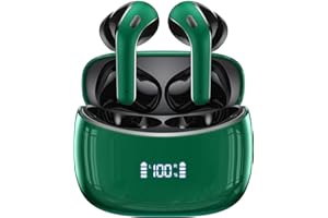 ZINGBIRD Wireless Earbuds Bluetooth 5.4 Ear Buds 60Hrs Playtime Bluetooth Heaphones with Mic & LED Display IPX7 Waterproof Earphones for Sports Workouts Running Compatible with Phone Computer Green M