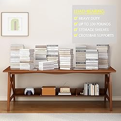NELYE Extra Long Desk with Bookshelf - Solid Wood