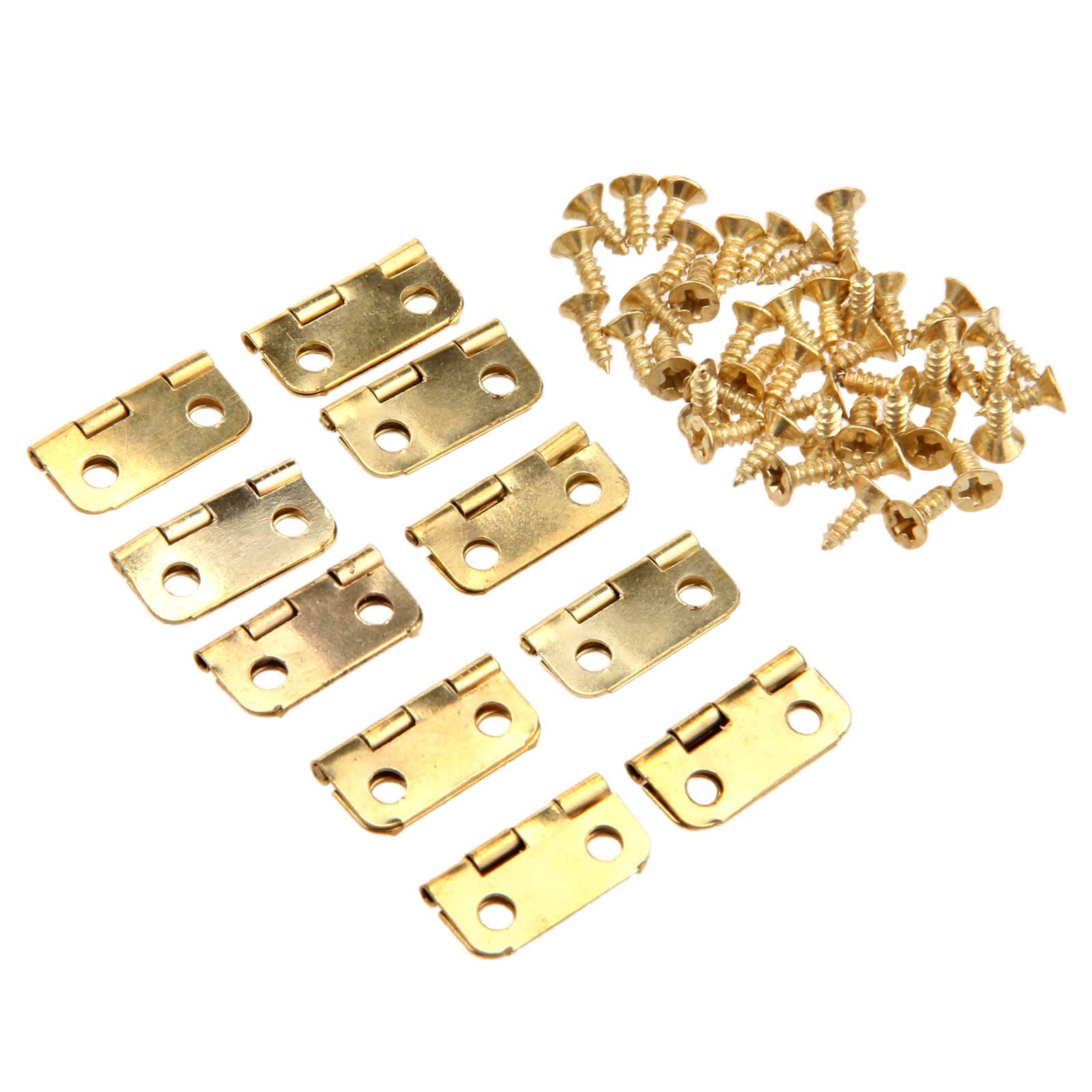 Dophee 10PCS Gold Mini Hinges, 16x13mm Dolls House Hinge Gold Metal Antique Jewelry Box Hinges with Screws for Decorative DIY Crafts Wooden Toys Cabinet Drawer