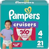 Pampers Diapers - Cruisers 360 - Size 4, 21 Count, up to 100% Leakproof Pull-On Diaper for Active Babies