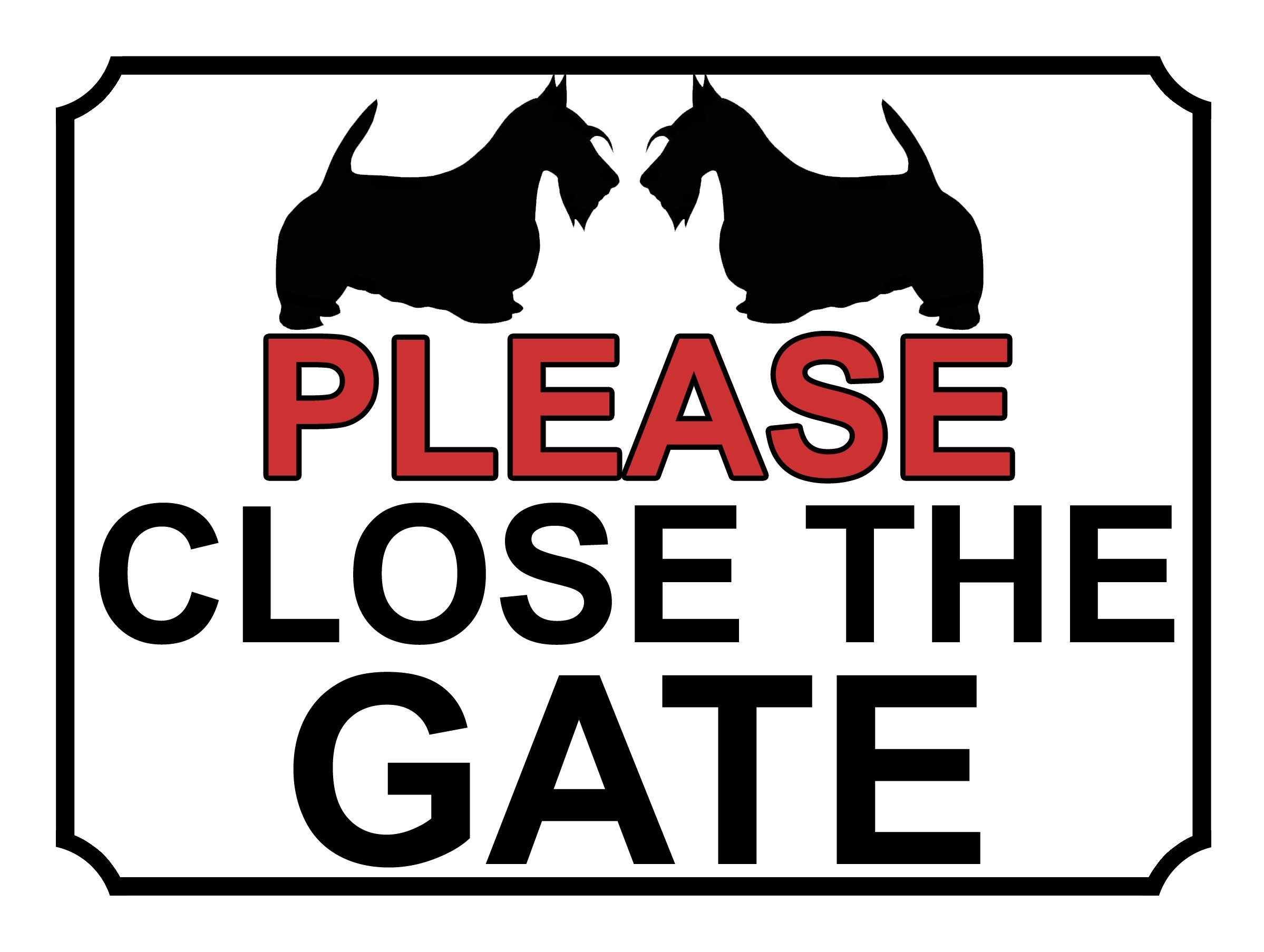 PLEASE CLOSE THE GATE DOG THEME METAL SIGN 267MM X 200MM (158H1L) LARGE 10" X 8"