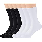 WiWi Womens Crew Socks Viscose Bamboo Casual Socks Super Soft Seamless Toe Sock Solid Cozy Calf Socks 6 Pairs