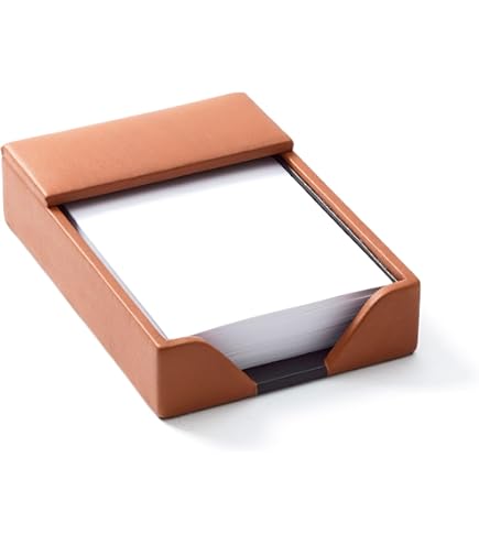 Dacasso Chocolate Brown Leather Memo Holder - 4x6 Inch Desktop Organizer