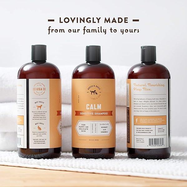 ROCCO & ROXIE SUPPLY CO. DOG SHAMPOO AND CONDITIONER – SOOTHE OATMEAL SHAMPOO FOR ITCH RELIEF, CALM HYPOALLERGENIC SHAMPOO FOR SENSITIVE SKIN, AND SHINE ARGAN OIL PET WASH – PUPPY BATHING SUPPLIES