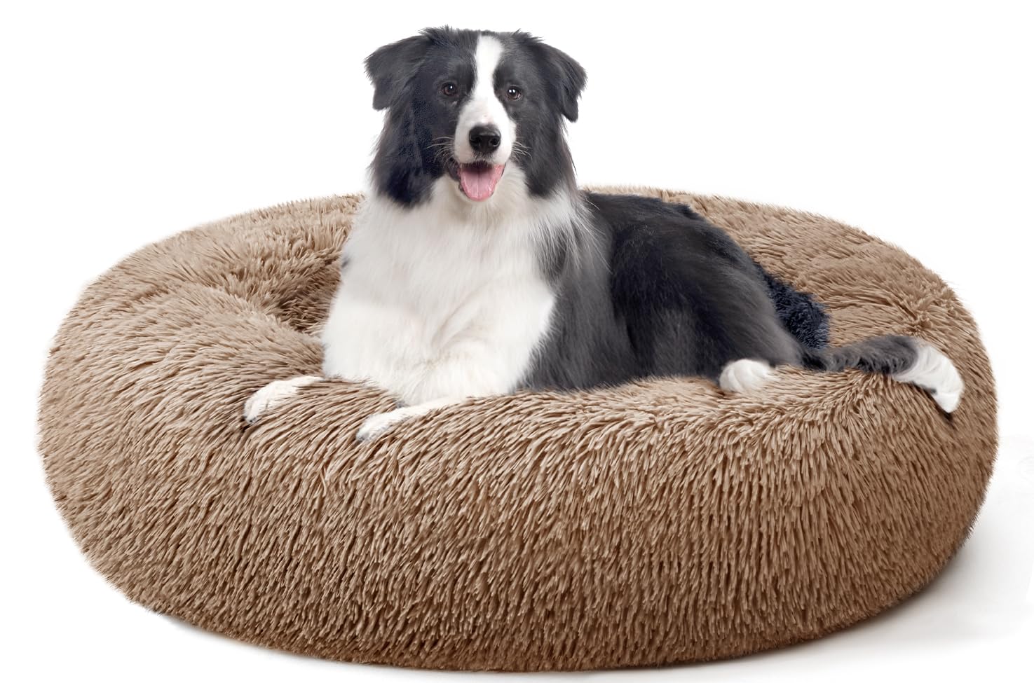 YOJOGEE Donut Calming Dog Bed for Medium Large Small Dogs Cats, Fluffy Anti Anxiety Dog Beds Washable Puppy Bed Plush Non-Slip Cuddler Warming Faux Fur Pet Bed