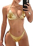 Women Metallic Bikini Swim Sexy Gold Swimsuit