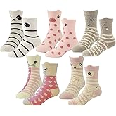 Hzcojulo Kids Toddler Big Little Girls Fashion Cotton Crew Cute Socks -5 Pairs