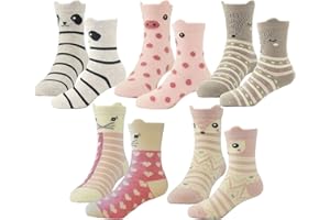 Hzcojulo Kids Toddler Big Little Girls Fashion Cotton Crew Cute Socks -5 Pairs