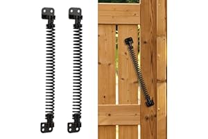 DREAMXIANG 11-1/2" Gate Spring Self Closing Heavy Duty Outdoor Door Spring Automatic Fence Gate Closure Hardware Spring Loaded Gate Latch with Adjustable Tool for Wooden and Vinyl Fence, Black (2 Pack)
