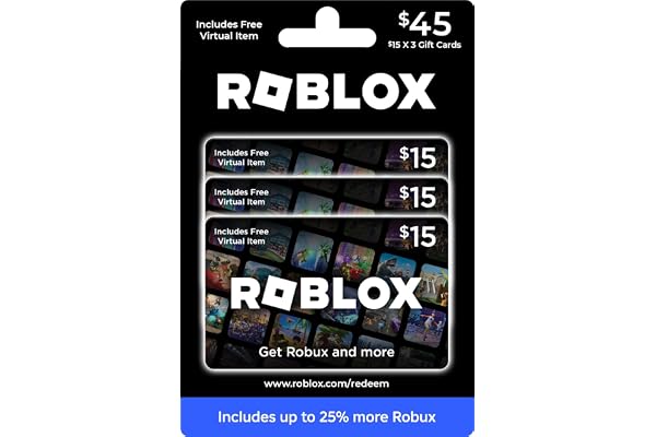 Roblox Physical Gift Cards (Multipack of 3 x $15) [Includes Free Virtual Item] [Redeem Worldwide] - $45