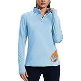 MAGCOMSEN Women's Quarter Zip Fleece Pullover Thermal Shirts with Zip Pocket Workout Running Tops Thumb Holes