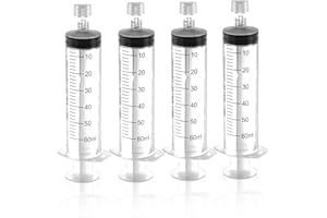 LZHNB Luer Lock Syringe 60ml - Sterile Disposable Syringes without Needles (10 Pack), Individual Sealed Packaging