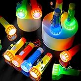 PROLOSO 30 Pcs Mini Flashlights with Lanyard Batteries Included Handheld Flashlight Torch Set for Kids Camping Hiking Gift Party Favors